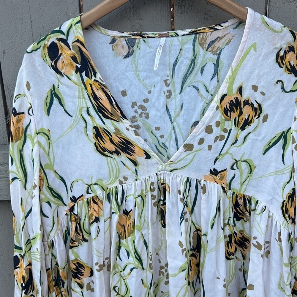 Free People Floral Bella Tunic Top Bohemian Cottagecore Festival Sz XS - Picture 2 of 5